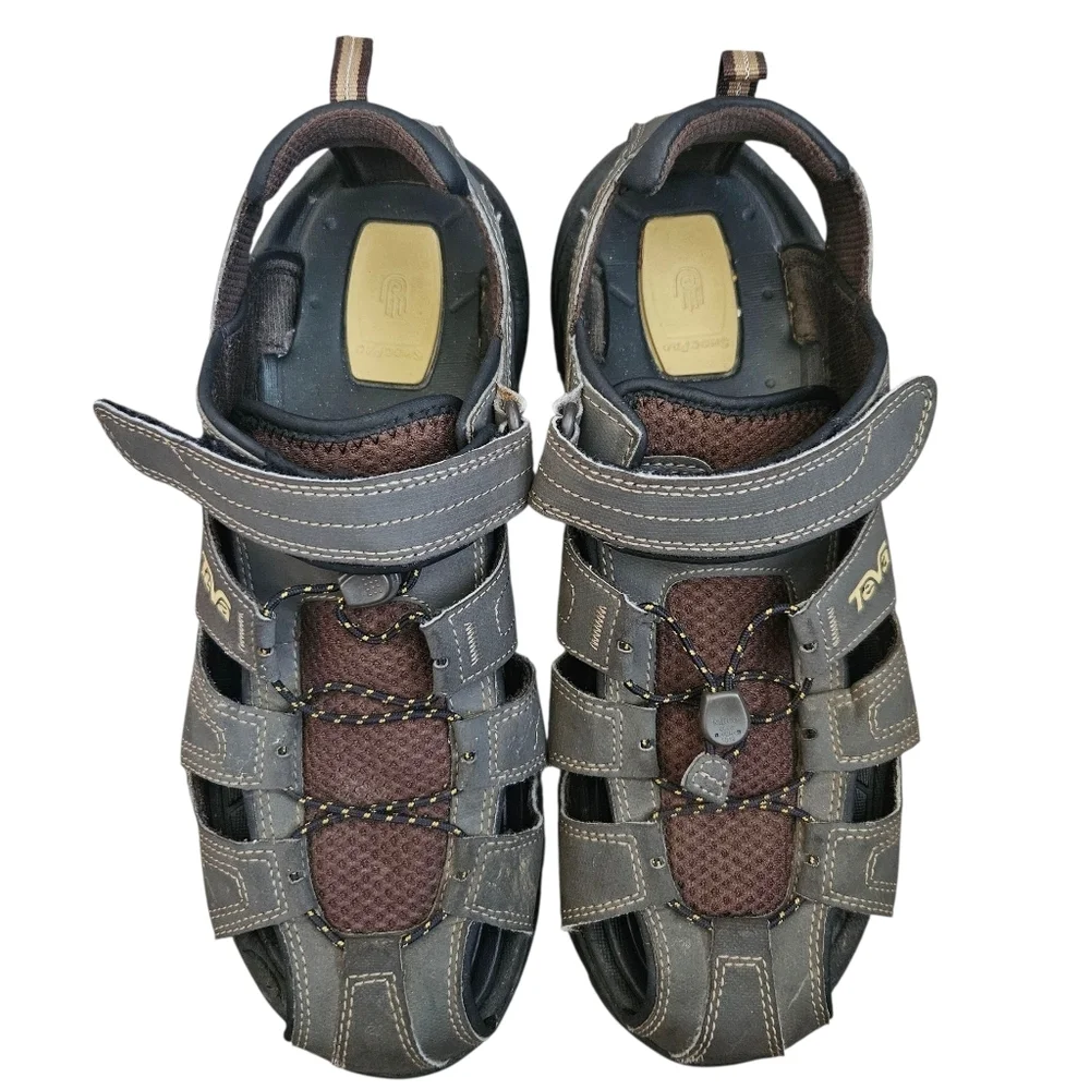Teva Forebay Fisherman Sandals Men Size 11 Gray Brown Outdoor Hiking Water Sport
